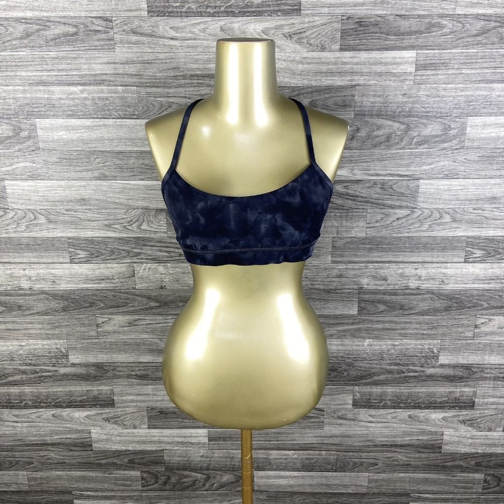 LULULEMON Scoop Neck Racerback Grey Tie Dye Yoga Sports Bra Women's Size 8